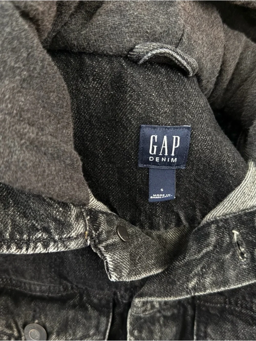 GAP Kids Black Hooded Jean Jacket
